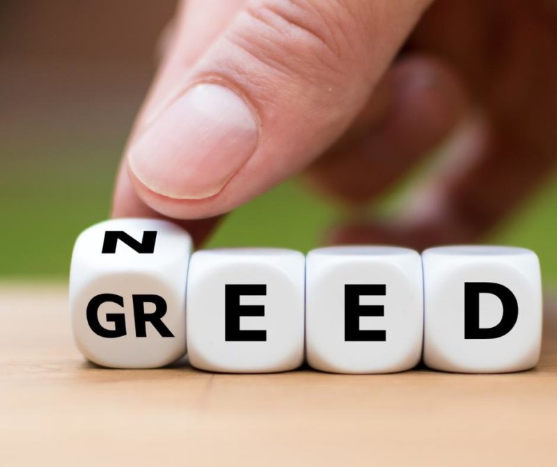 Image implying the words Need or Greed